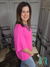 Load image into Gallery viewer, Solid Raw Hem Top-Hot Pink