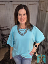 Load image into Gallery viewer, Solid Raw Hem Top-Aqua