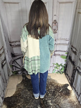 Load image into Gallery viewer, Sage Flannel Patchwork And Corduroy Shacket
