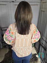 Load image into Gallery viewer, THML Flower Embroidered Puff Sleeve Top