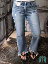 Load image into Gallery viewer, Risen Medium Wash HR Straight Cropped Distressed Jean