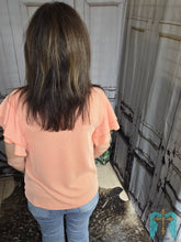 Load image into Gallery viewer, Ribbed Ruffled Sleeve Top-Orange