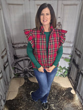 Load image into Gallery viewer, Plaid Ruffled Puffer Vest