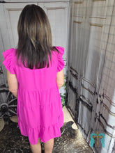 Load image into Gallery viewer, Hot Pink Dress with Ruffled Sleeve