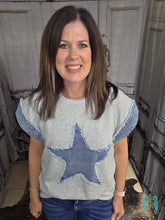 Load image into Gallery viewer, Denim Patchwork Star Top