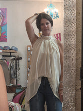 Load image into Gallery viewer, Chiffon Cold Shoulder High-Low Top-Cream
