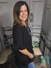 Load image into Gallery viewer, Solid Short Ruffle Sleeve Hi Low Top-Black