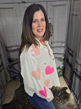 Load image into Gallery viewer, Corduroy Jacket With Hearts-White