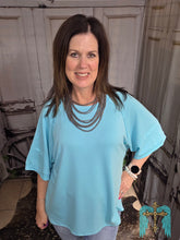 Load image into Gallery viewer, Solid Raw Hem Top-Aqua