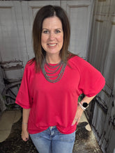 Load image into Gallery viewer, Solid Raw Hem Top-Red