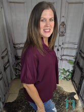 Load image into Gallery viewer, Dolman Sleeve V-Neck Top-Burgundy