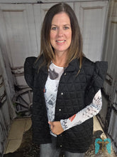 Load image into Gallery viewer, Quilted Knit Ruffle Sleeved Vest-Black