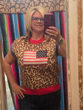 Load image into Gallery viewer, Leopard Sleeveless Sweater with Sequin American Flag