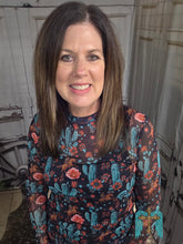 Load image into Gallery viewer, Black Bucking Horse And Cactus Mesh Top