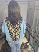 Load image into Gallery viewer, Denim With Leopard Detail Top