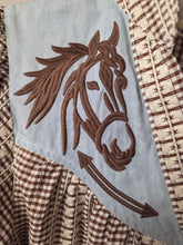 Load image into Gallery viewer, THML Embroidered Gingham Puff Sleeve Top-Brown