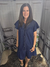 Load image into Gallery viewer, Umgee Dark Denim Ruffle Dress