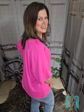 Load image into Gallery viewer, Solid Raw Hem Top-Hot Pink