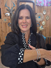Load image into Gallery viewer, Umgee High Neck Top With Polka Dot Band/Trim