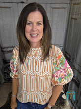 Load image into Gallery viewer, THML Flower Embroidered Puff Sleeve Top