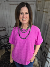 Load image into Gallery viewer, Solid Top With Cuffed Sleeve-Magenta