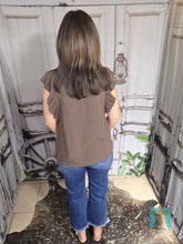 Load image into Gallery viewer, Linen Ruffle Sleeve Button Down Top