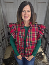 Load image into Gallery viewer, Plaid Ruffled Puffer Vest