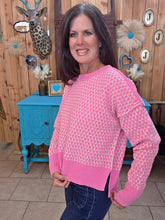 Load image into Gallery viewer, Geometric Check Sweater-Pink
