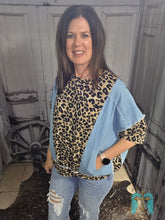 Load image into Gallery viewer, Denim With Leopard Detail Top