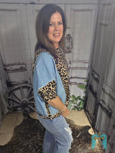 Load image into Gallery viewer, Denim With Leopard Detail Top