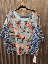 Load image into Gallery viewer, Italian Made-Cowboy and Leopard Sweater-One Size (Blue)