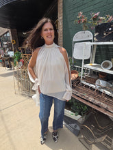 Load image into Gallery viewer, Chiffon Cold Shoulder High-Low Top-Cream