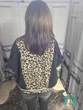 Load image into Gallery viewer, Black Denim With Leopard Detail Top