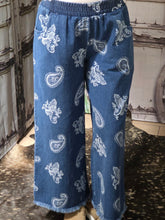 Load image into Gallery viewer, Denim Paisley Wide-Leg Pants