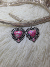 Load image into Gallery viewer, Western Heart Hand Stone Dangle Earrings