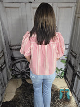 Load image into Gallery viewer, THML Embroidered Gingham Puff Sleeve Top-Red