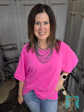 Load image into Gallery viewer, Solid Raw Hem Top-Hot Pink