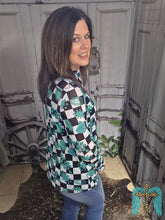 Load image into Gallery viewer, Checkered Turquoise Concho Mesh