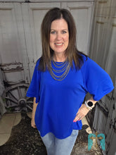 Load image into Gallery viewer, Solid Raw Hem Top-Royal Blue