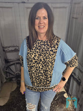 Load image into Gallery viewer, Denim With Leopard Detail Top