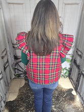 Load image into Gallery viewer, Plaid Ruffled Puffer Vest