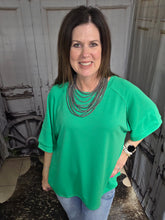 Load image into Gallery viewer, Solid Raw Hem Top-Kelly Green