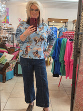 Load image into Gallery viewer, Italian Made-Cowboy and Leopard Sweater-One Size (Blue)