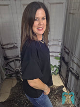 Load image into Gallery viewer, Modal Soft Knit Bubble Sleeved Top-Black