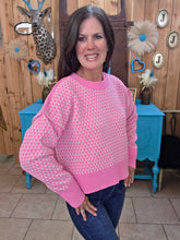 Load image into Gallery viewer, Geometric Check Sweater-Pink
