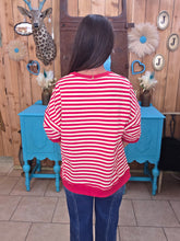 Load image into Gallery viewer, Oversized Stripe Casual Knit Top- Red/Cream