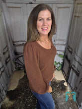 Load image into Gallery viewer, Ribbed Longsleeve Solid Top-Brown