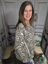 Load image into Gallery viewer, Leopard Print Oversized Waffle Thermal Sweatshirt