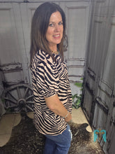 Load image into Gallery viewer, Black And Cream Zebra Bubble Sleeved Top