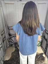 Load image into Gallery viewer, Umgee Denim Top With Ruffled Cap Sleeve